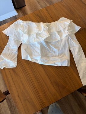 Rebecca Minkoff White Ruffled Off-Shoulder Top